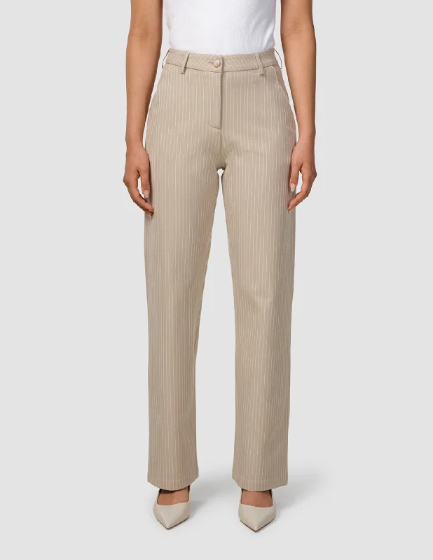 Essential Pants Straight Island Sand Pinstripe Trendy Printed Leggings