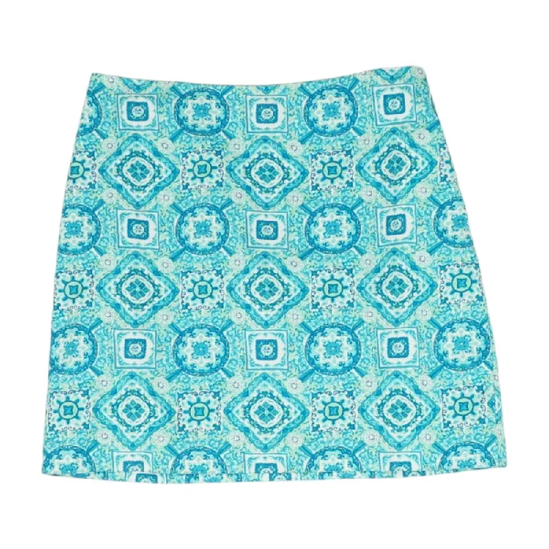 Blue Graphic Mini Skirt spandex blend skirt