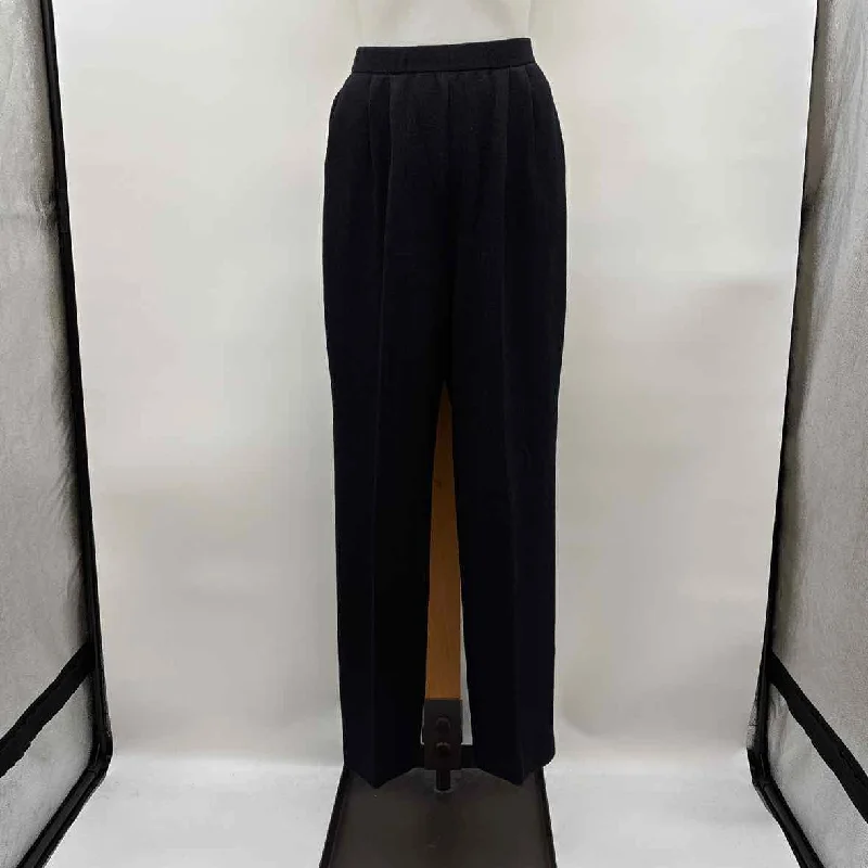 St. John Women's Size 6 Black Solid Pants Trendy Wide-Legged Trousers