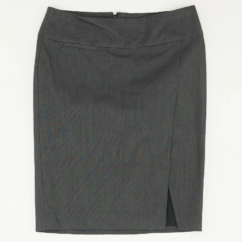 Gray Solid Midi Skirt corduroy skirt cozy
