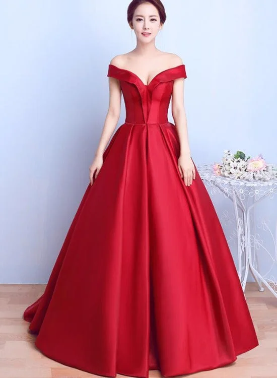 Red Satin Sweetheart Off Shoulder Long Formal Dress Evening Gown, Red Long Ball Gown Party Dress Tunics Summer linen Red Satin Sweetheart Off Shoulder Long Formal Dress Evening Gown, Red Long Ball Gown Party Dress Tunics Summer linen