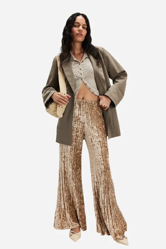 Free People Star Sign Velvet Pant in Champagne Soft Sweatpants Style