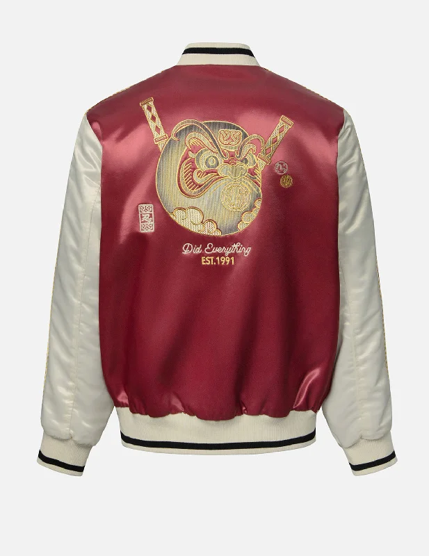 Ninja Daruma Embroidery Relax Fit Souvenior Jacket Wool Jacket Cashmere Jacket Tweed Jacket