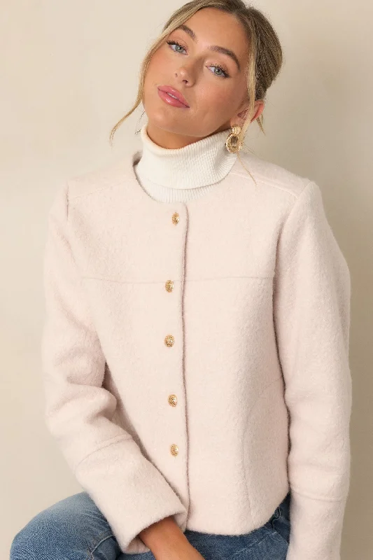 In My Heart Ivory Bouclé Jacket Bomber Jacket Anorak Windbreaker
