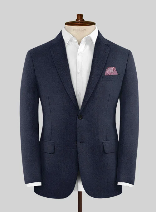 Caccioppoli Sun Dream Steel Blue Wool Silk Jacket Embroidered Jacket Appliqued Jacket Beaded Jacket