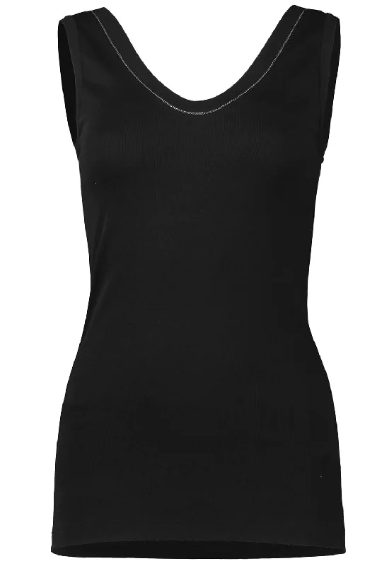 Monili Trim Tank - Black fitness tank top