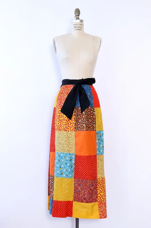 Calico Collage Wrap Skirt XS-M summer skirt style