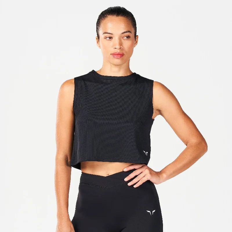 Core Crop Tank - Black solid color tank