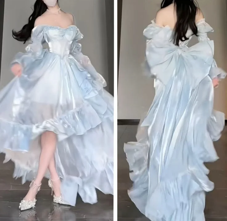 Light Blue Sweetheart A-Line Off Shoulder Long Party Dress Birthday Dress, DP4484 Tunics Satin smooth Light Blue Sweetheart A-Line Off Shoulder Long Party Dress Birthday Dress, DP4484 Tunics Satin smooth