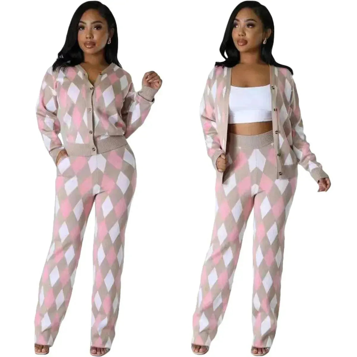 Plaid Cardigan Women Pants Sweater Set Faux Fur Fabric Real Fur Fabric Shearling Fabric Plaid Cardigan Women Pants Sweater Set Faux Fur Fabric Real Fur Fabric Shearling Fabric
