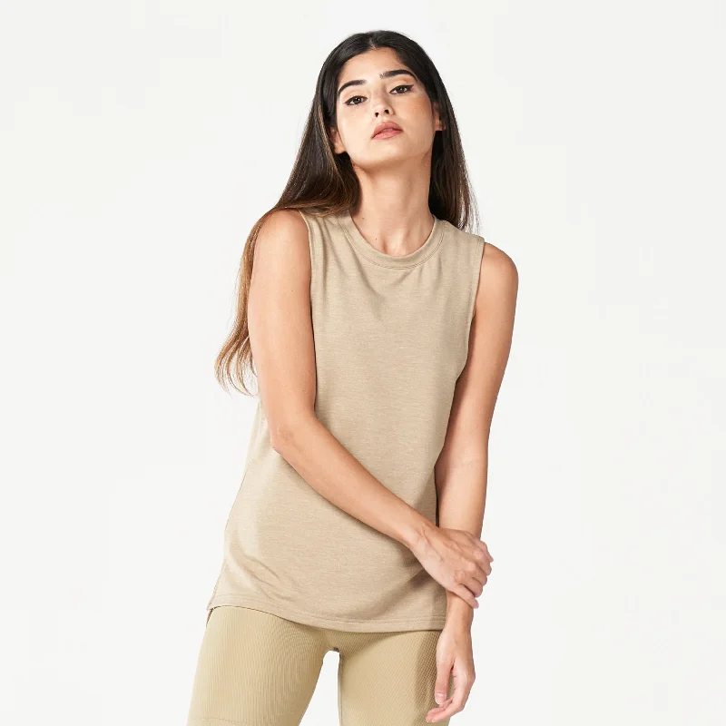 Code Marl Tank - Sand Marl cotton tank top