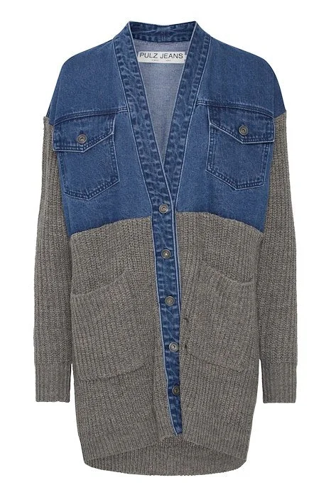 Pulz Anke Mix Cardigan Cotton Fabric Linen Fabric Terry Fabric