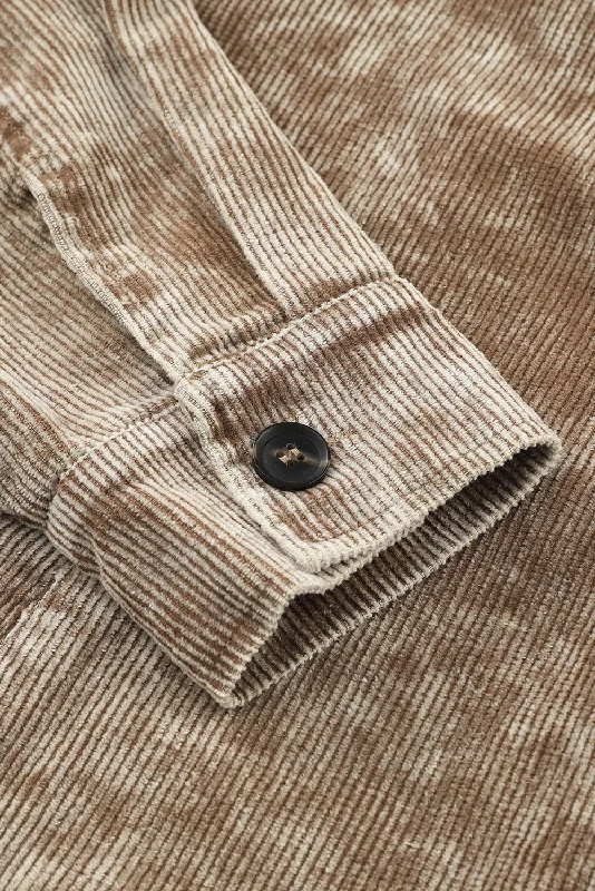 Beige Corduroy Jacket Boat Neck Shawl Collar Notched Collar