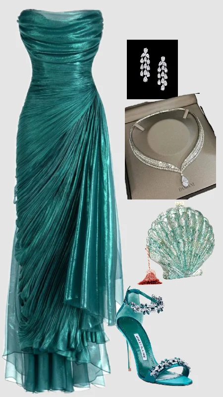 Elegant Strapless Sheath Chiffon Long Party Dress Wedding Guest Dress, DP4642 Tunics Practical durable