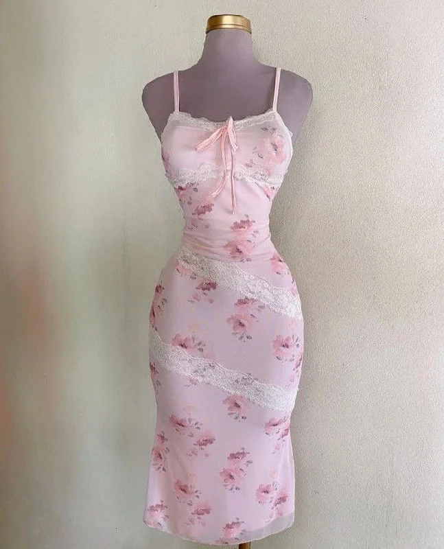 Light Pink Spaghetti Straps Sheath Party Dress, DP4103 Shift Classic Vintage