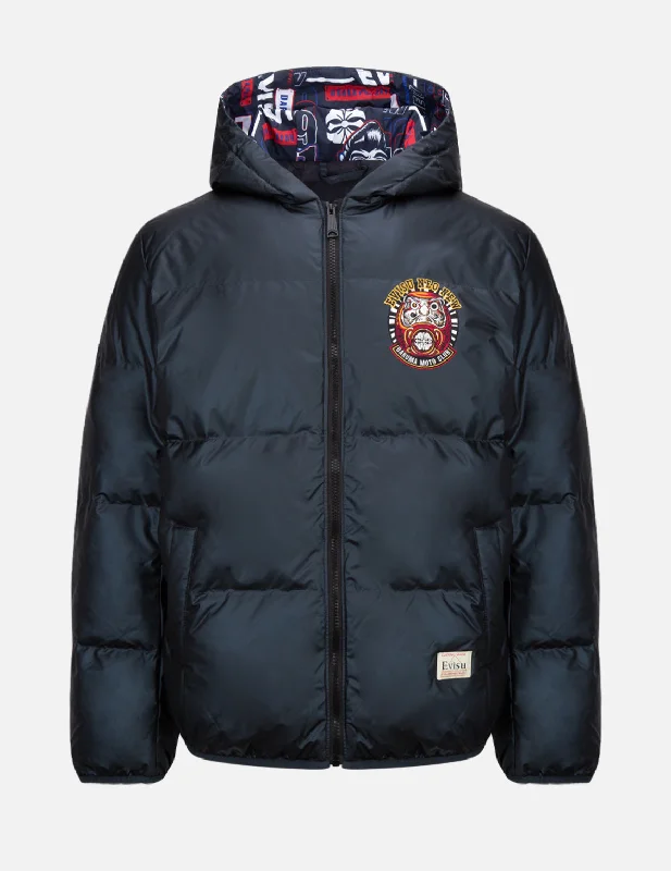 Daruma Moto Club Motif Embroidery Down Jacket Appliqued Jacket Beaded Jacket Sequined Jacket