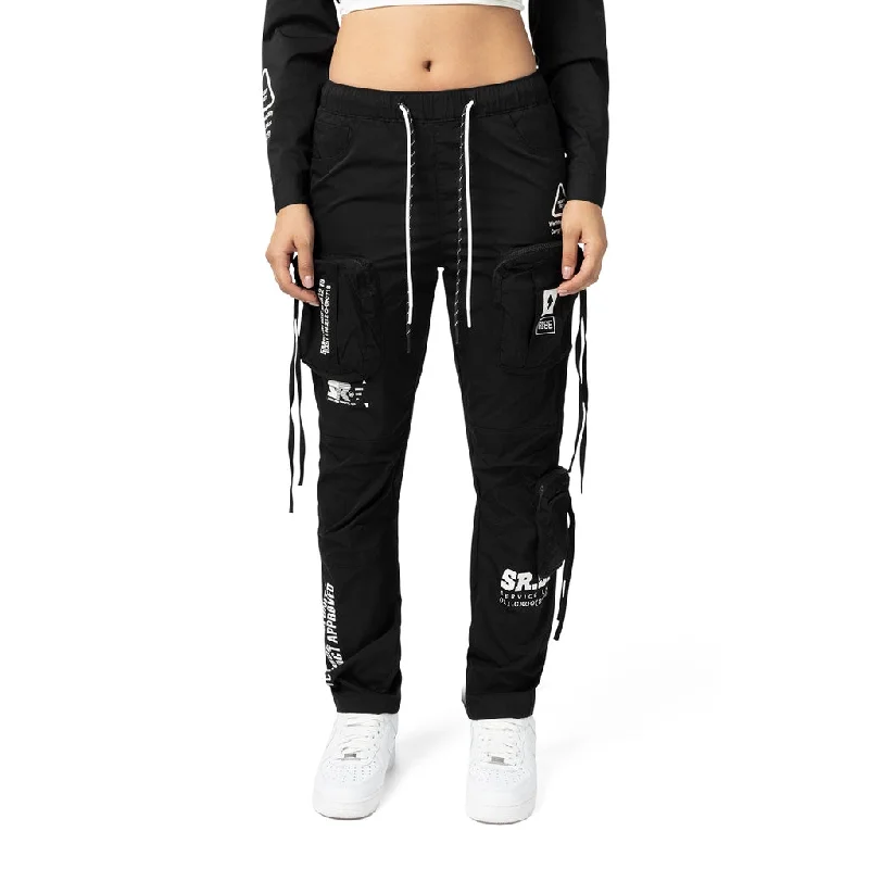 Relaxed Slouch Utility Cargo Pants - Black Stylish Paperbag Waist Pants