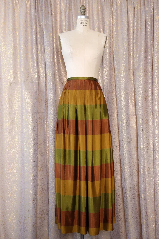 Gilded Green Stripe Ball Skirt S/M breathable skirt fabric