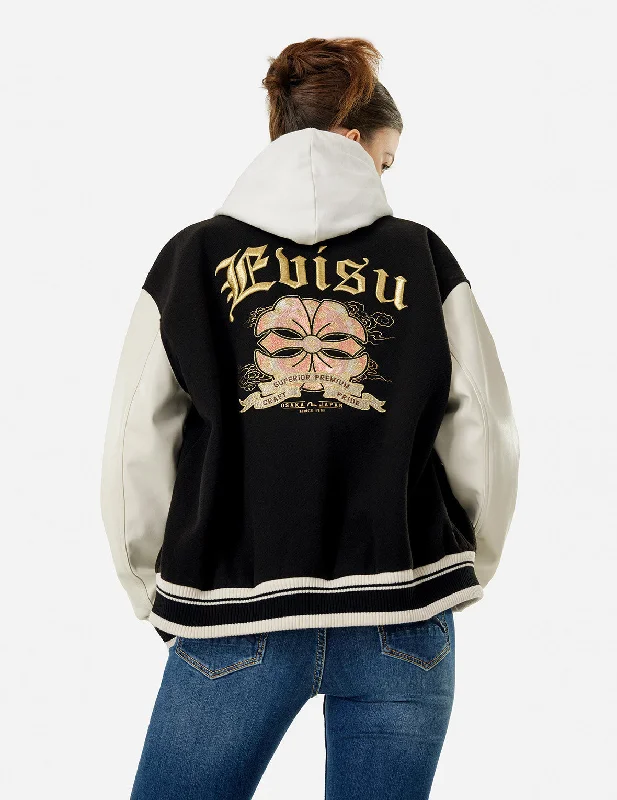 Kamon and Logo Embroidery Fashion Fit Varsity Jacket Denim Jacket Leather Jacket Suede Jacket