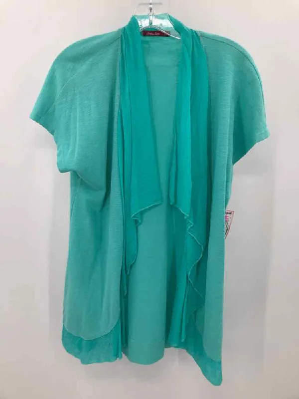 Pre-Owned Barbara Lesser Blue Size Small Cardigan Sweater Spandex Rayon Corduroy