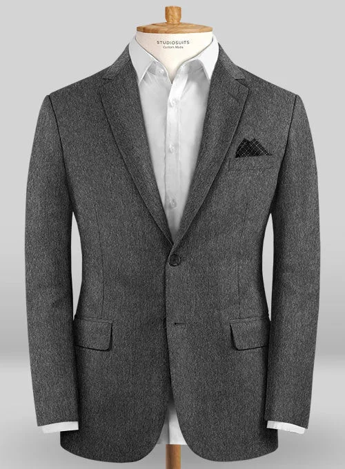 Colombo Dark Gray Cashmere Jacket Snapped Jacket Toggled Jacket Drawstring Jacket