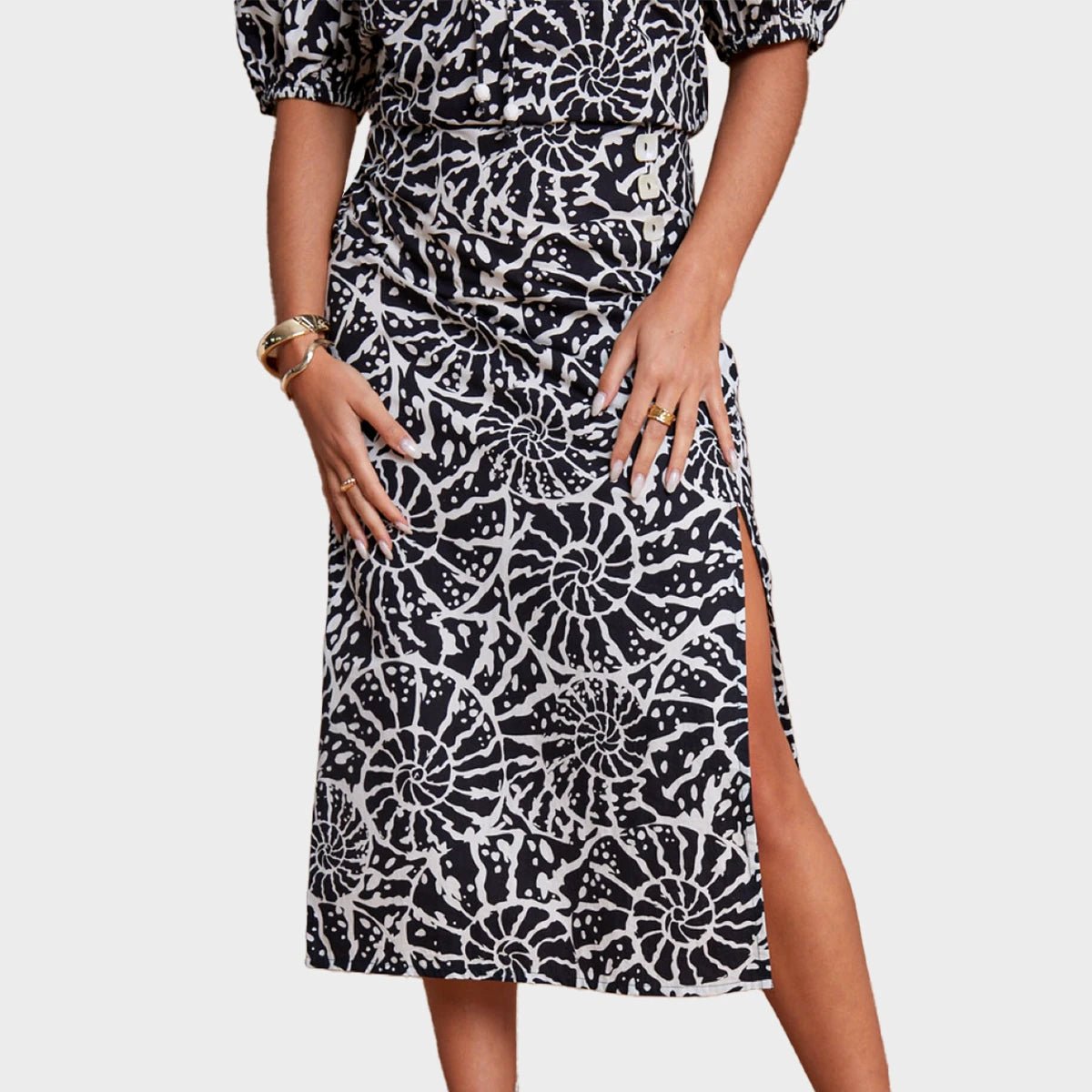 Another Sunday Midi Split Mono Print Skirt corduroy skirt cozy