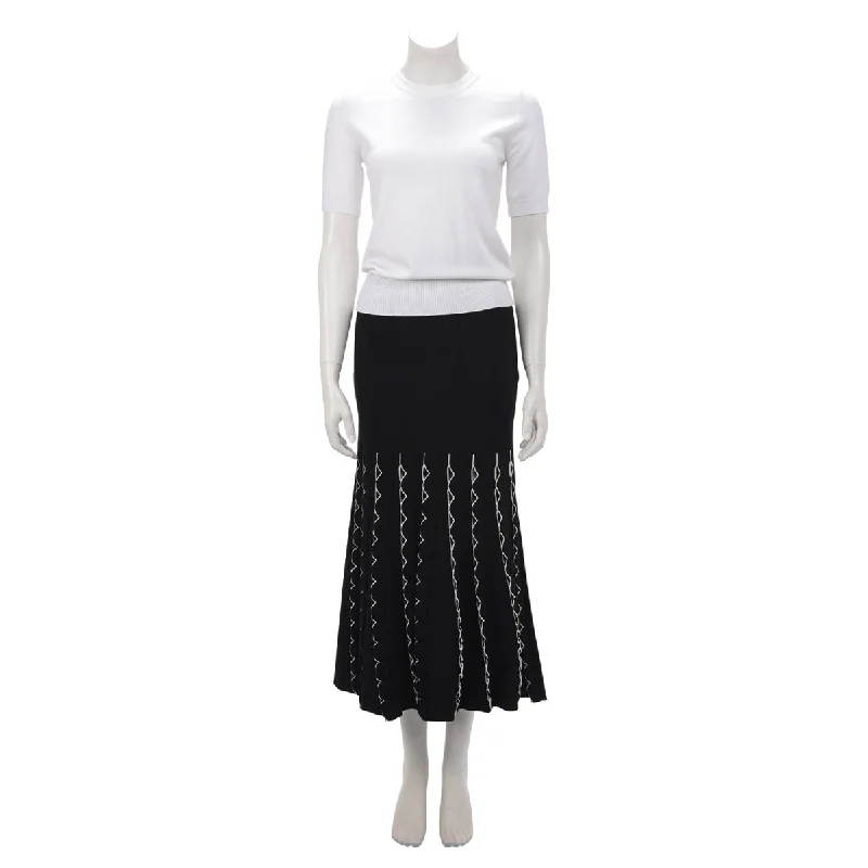 Alexander McQueen Black Knit Scallop Detailed Skirt S denim skirt classic
