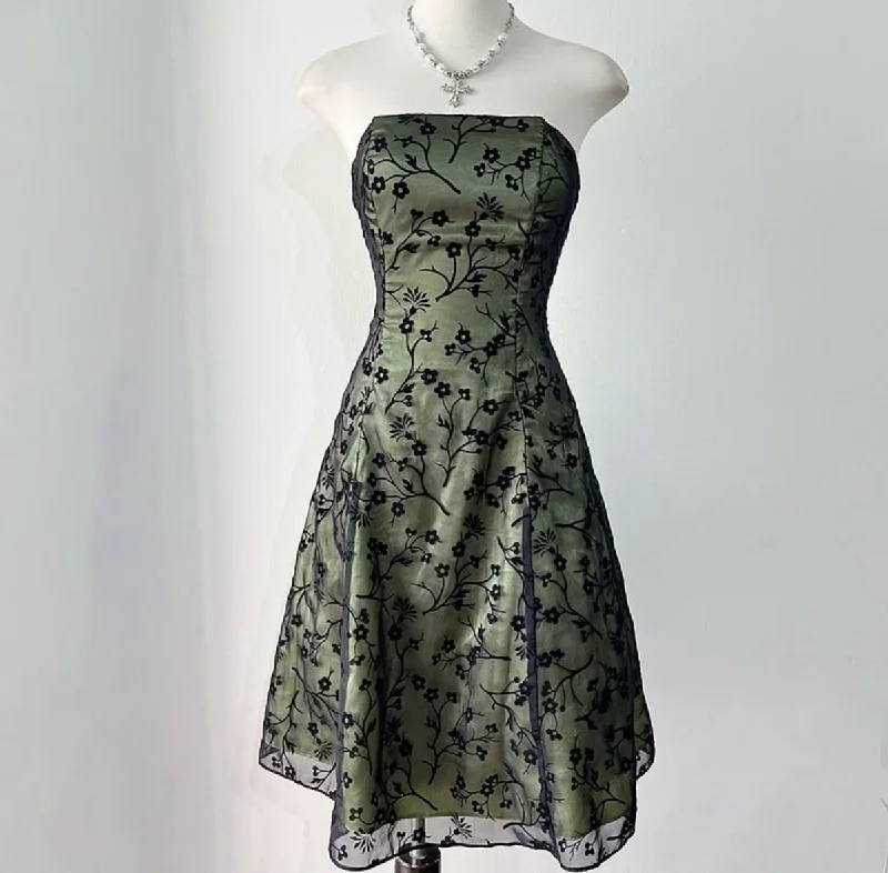 Green Strapless A-Line Tulle Short Party Dress Vintage Homecoming Dress, DP4528 empire Waist empire Green Strapless A-Line Tulle Short Party Dress Vintage Homecoming Dress, DP4528 empire Waist empire