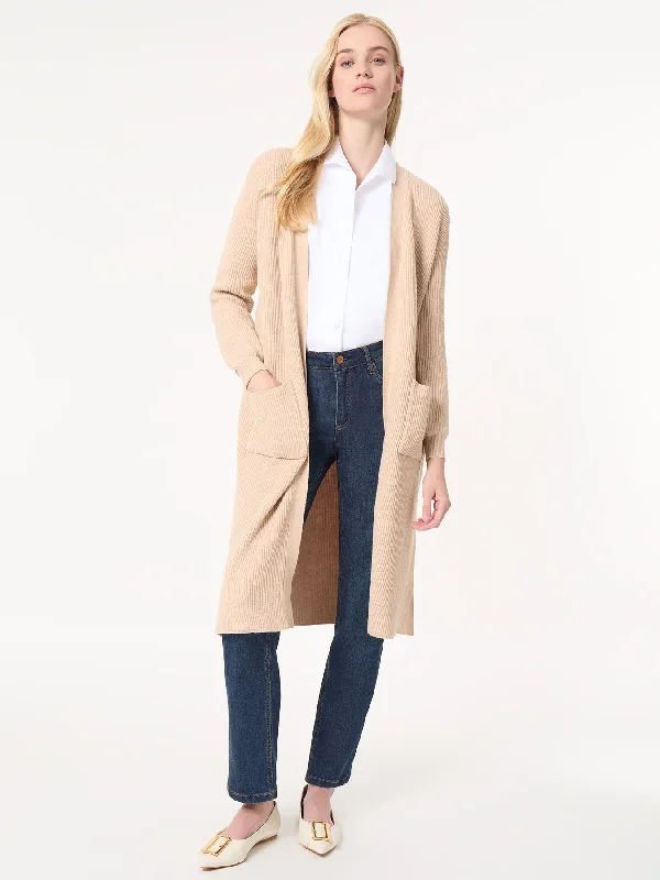 Petite Long Cardigan Sweater Spandex Blend Rayon Blend Denim Blend