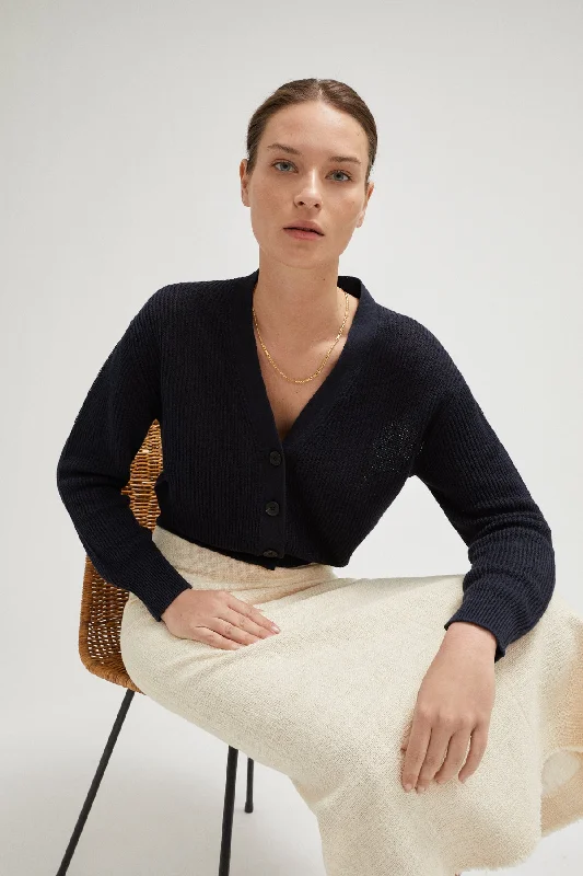 The Linen Cotton Cropped Cardigan Sequined Glittery Shiny