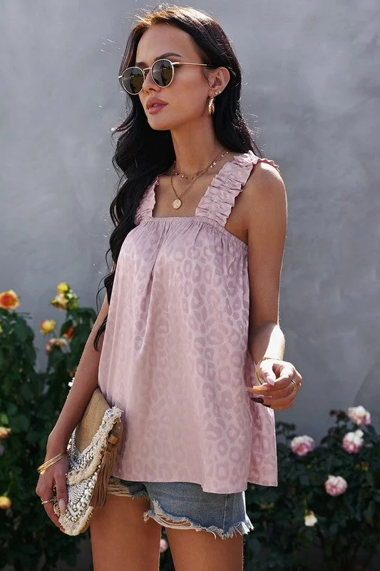 Leopard Tank Top - Pink modal blend tank
