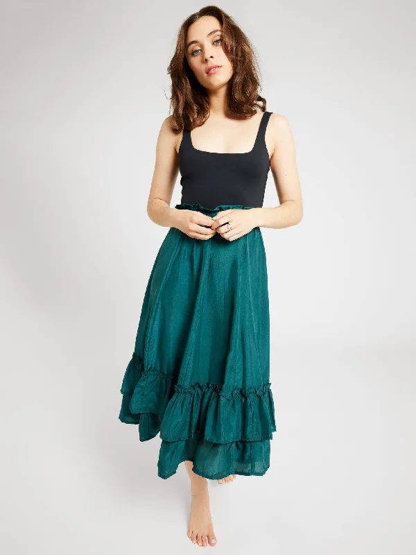Rosalia Skirt in Emerald Silk cashmere skirt soft