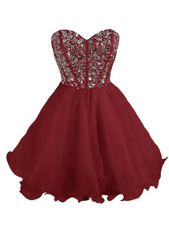 Wine Red Adorable Tulle Homecoming Dress, Sparkle Formal Dress, Teen Party Dress Tunics Essential wardrobe Wine Red Adorable Tulle Homecoming Dress, Sparkle Formal Dress, Teen Party Dress Tunics Essential wardrobe