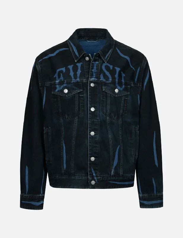 Overdye Logo and Seagull Relax Fit Denim Jacket Striped Jacket Polka Dot Jacket Floral Jacket