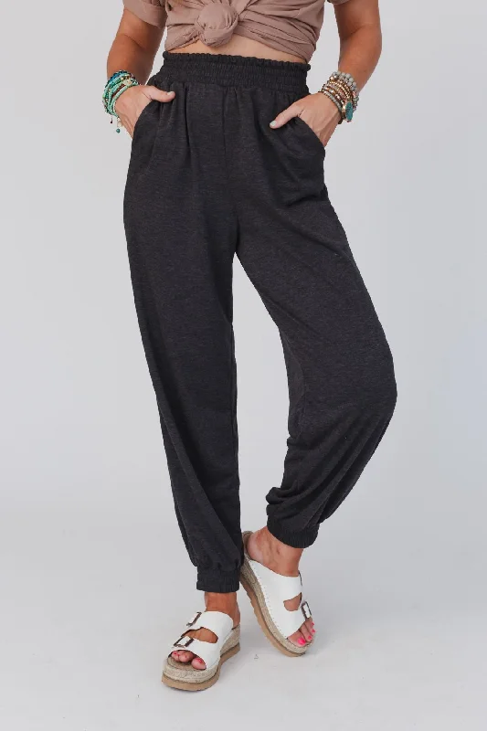 The Nest Celeste Jogger Pants - Charcoal Trendy Work Pants