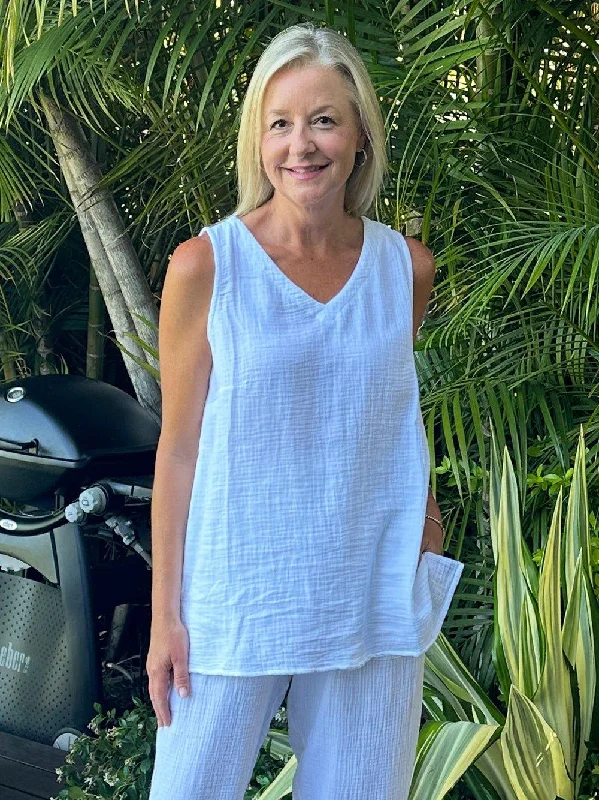 Byron Cotton Tank Top - White chic tank top