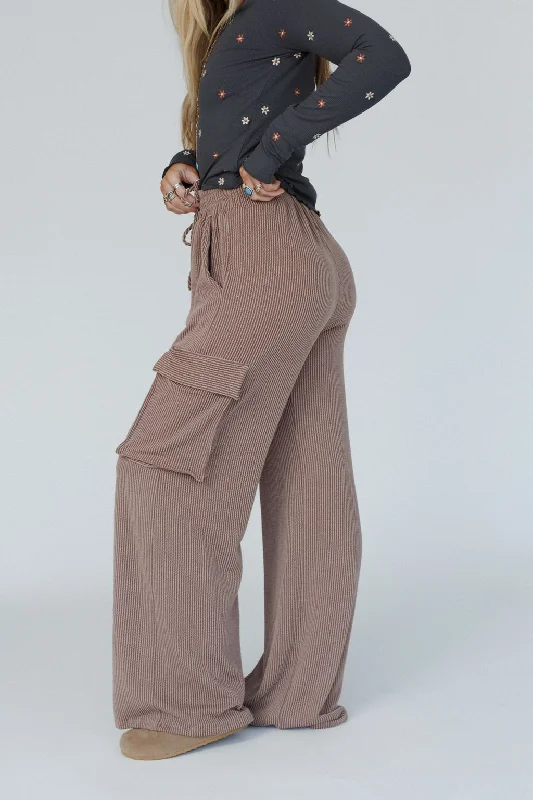 The Nest Keep It Cool Wide Leg Pants - Camel Casual Lounge Pants