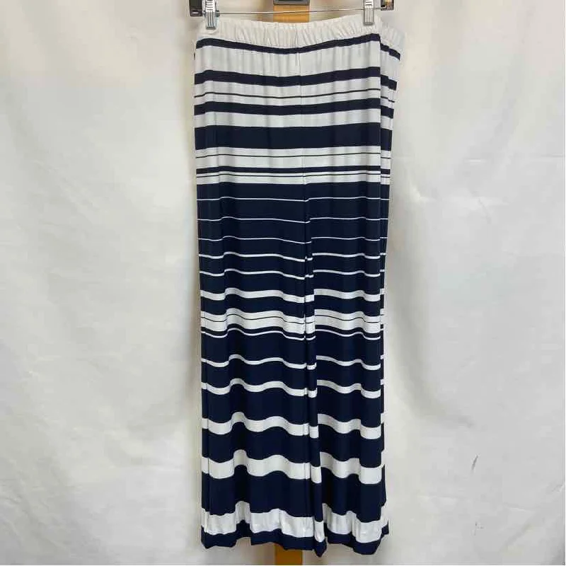 Chico's Women's Size 12 Navy Stripe Pants Wide-Legged Palazzos