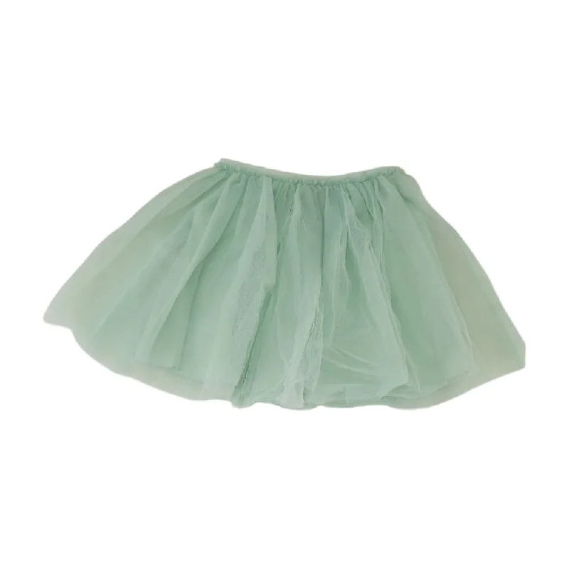 Green Solid Midi Skirt leather skirt durable
