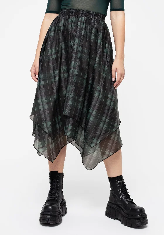 Checkmate Layered Organza Handkerchief Hem Skirt breathable skirt fabric