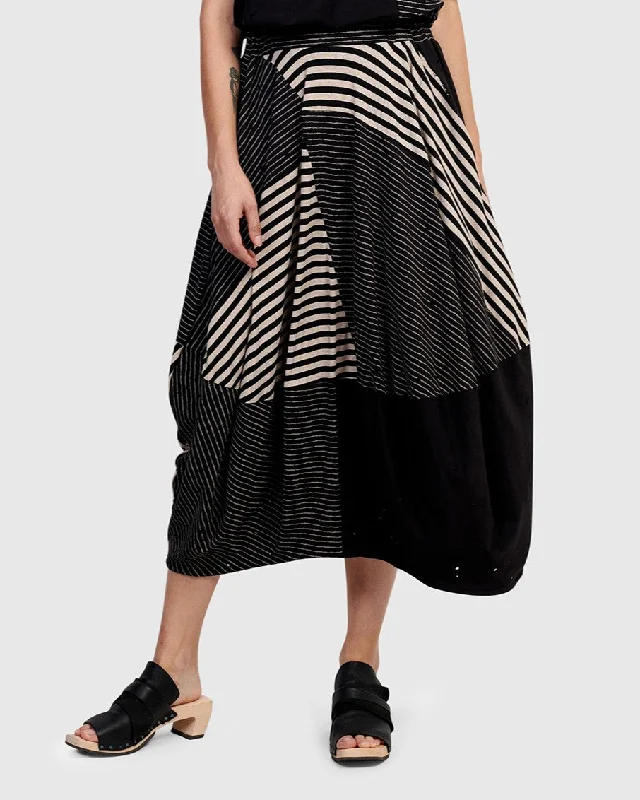 Urban Johannesburg Cocoon Skirt, Stripes silk skirt lustrous
