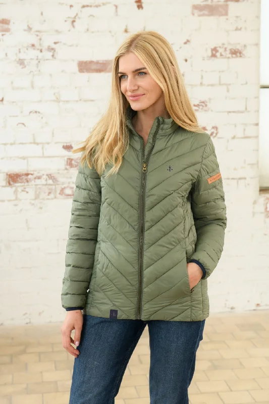 Lara Down Jacket - Khaki Fleece Jacket Down Jacket Feather Jacket