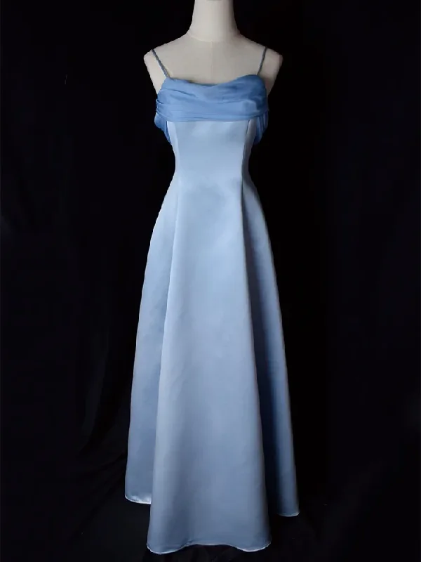 Elegant Blue Spaghetti Straps Long Party Dress A Line Prom Dress cc1479 Tunics Seasonal trendy