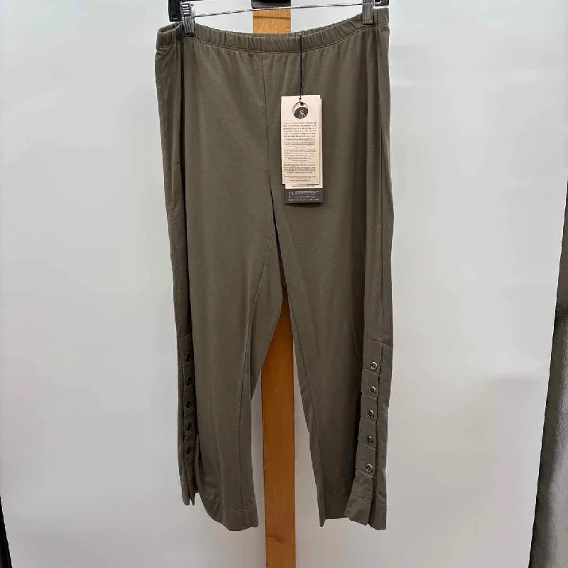 Neon Buddha Women's Size 10 Olive Solid Pants Slim Fit Casual Pants