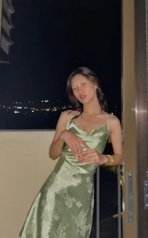 Sage Green Straps Satin Short Party Dress Homecoming Dress, DP4318 Tunics Chic elegant