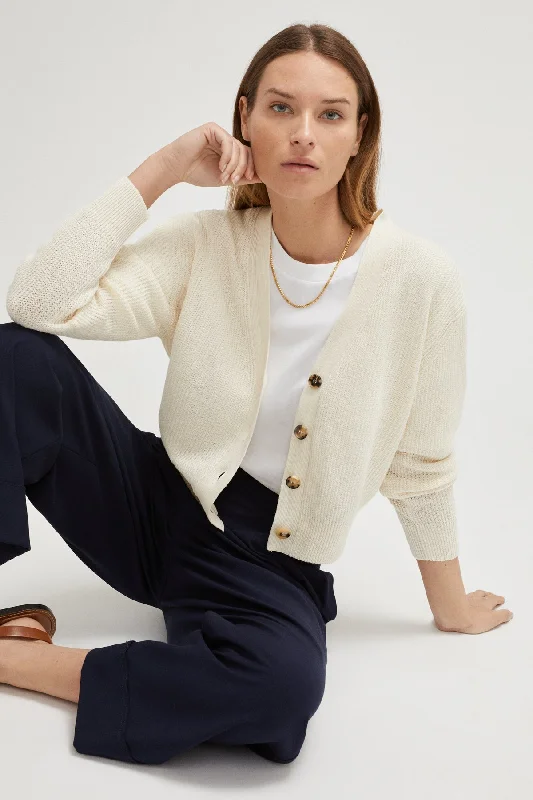 The Linen Cotton Cropped Cardigan Satin Blend Silk Blend Wool Blend