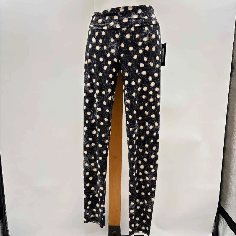 Norma Kamali Women's Size M Gray Spotted Pants Casual Drawstring Pants