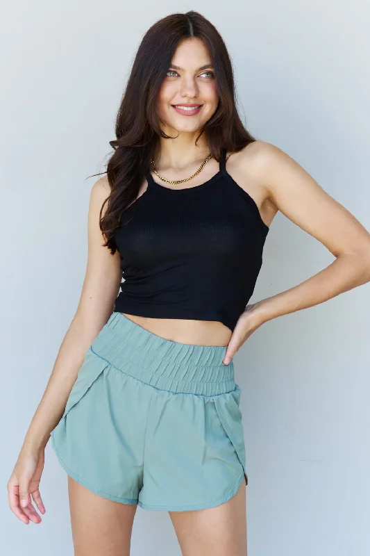 Ninexis Everyday Staple Soft Modal Short Strap Ribbed Tank Top in Black cold shoulder tank