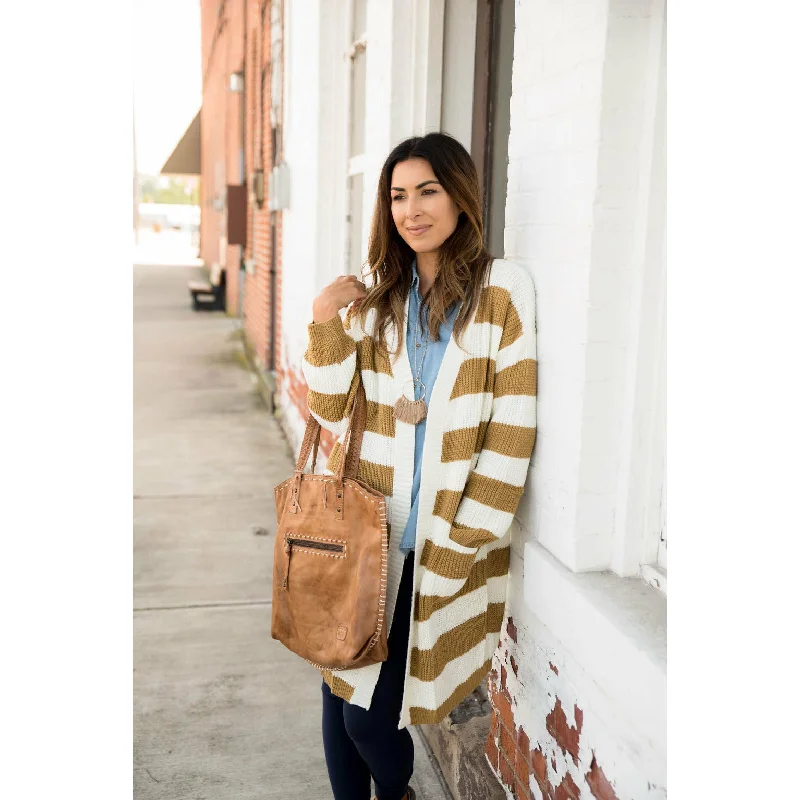 Heavy Striped Tunic Cardigan Neon metallic Matte