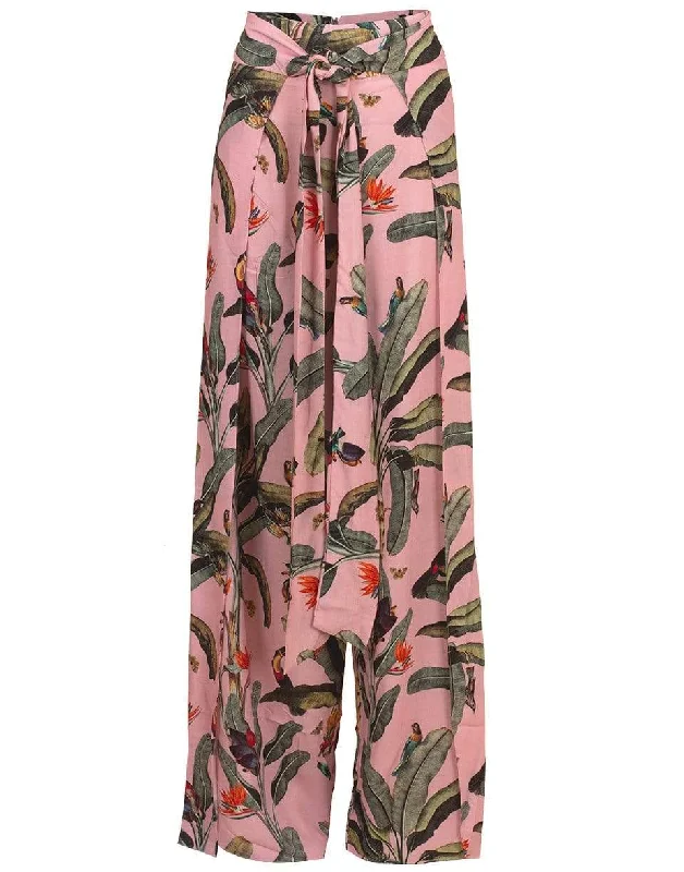 Tropical Tie Waist Pant Soft Stretch Trousers